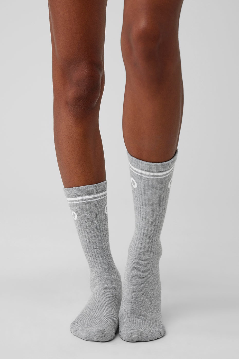 Chaussette rétro unisexe - Gris chiné/blanc