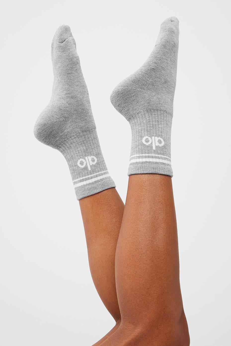 Chaussettes rétro mi-mollet - Unisexe - Gris chiné/blanc