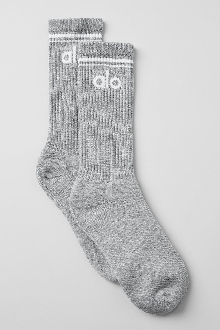 Chaussette rétro unisexe - Gris chiné/blanc