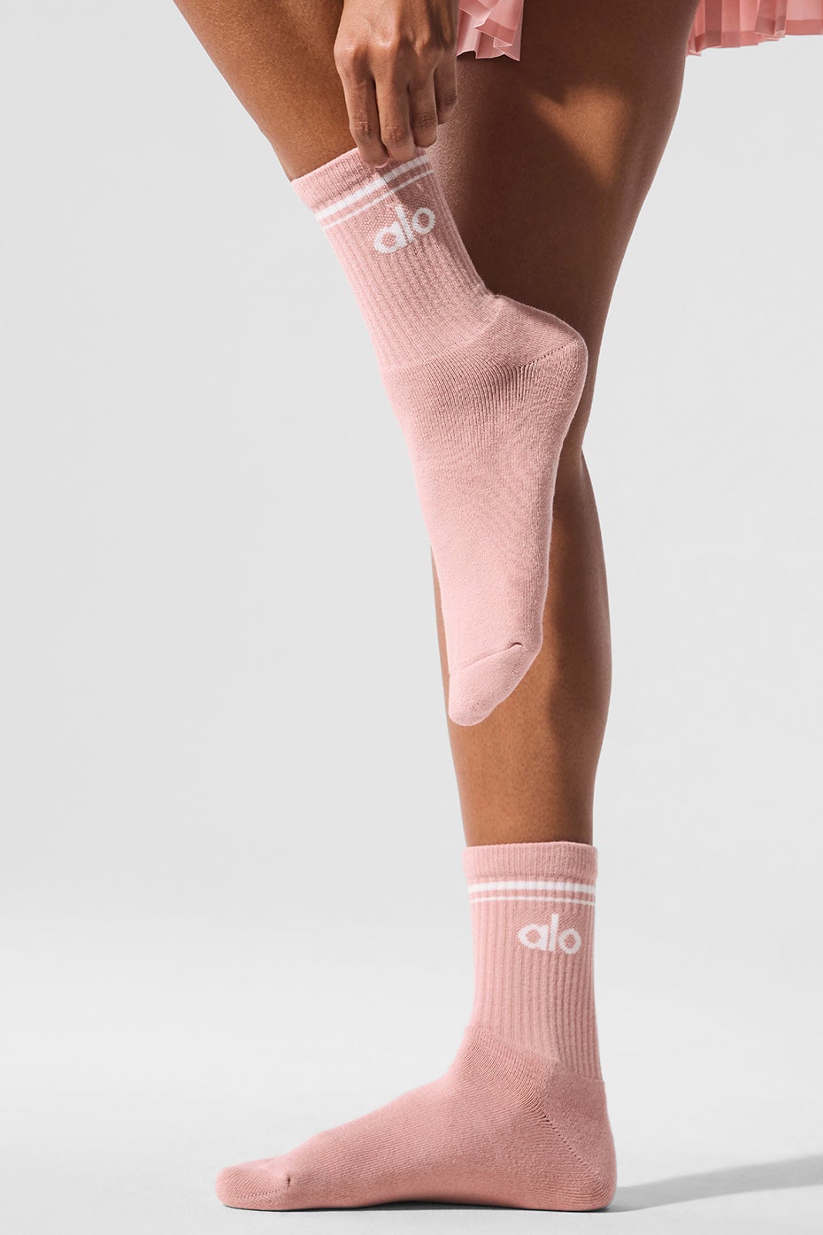 Chaussette rétro mi-mollet  - Unisexe - Quartz rose/blanc