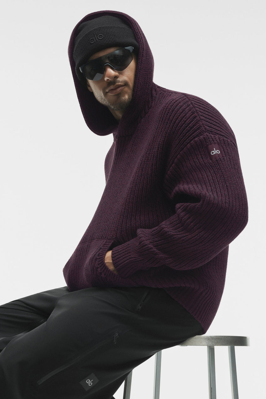 Chunky Knit Rewind Hoodie - Rich Bordeaux Multi