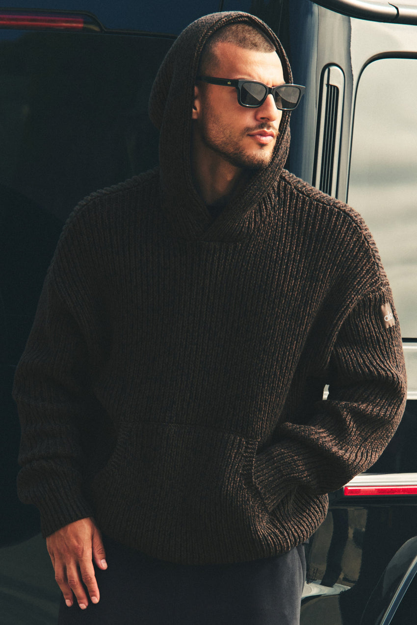 Chunky Knit Rewind Hoodie - Espresso Multi
